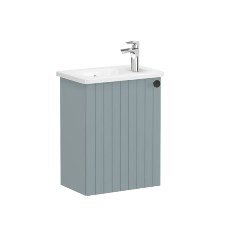 Vitra Root Groove 69194 Lavabo Dolabı, Kapaklı, 45 Cm, Kompakt, Mat Fiyord Yeşili, Yuvarlak Lavabolu, Sol